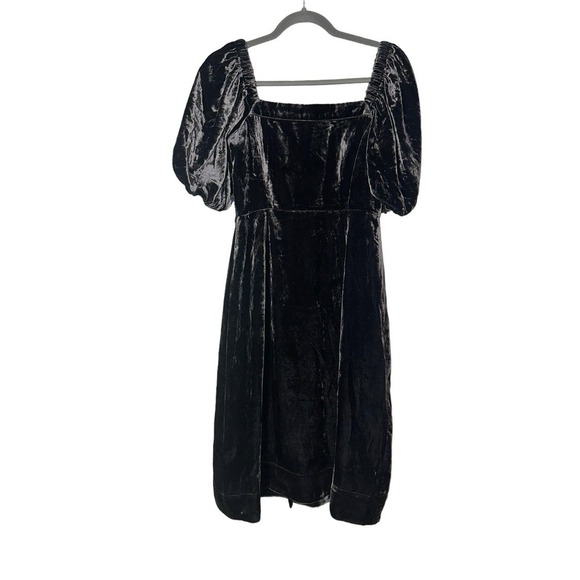 J. Crew Gray Puff Sleeve Velvet Velour Midi Dress Size 4, NWT - Picture 3 of 4